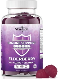 NEW AGE Immune System Support Gummies - Sambucus Black Elderberry Gummies με βιταμίνη C και ψευδάργυρο (Immune Support 60 Gummies)