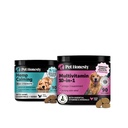 Pet Honesty Hemp Calming & Multivitamin Virtual Bundle: Max Strength Dog Anxiety Relief & Essential Vitamins for Skin and Coat (Duck & Chicken 90 ct)