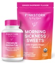 Pink Stork Morning Sickness Sweets Ginger Raspberry + Premium Prenatal Supplement - Morning Sickness Relief, Prenatal Multivitamin with Folate, Iron, and B Vitamins for Pregnancy Support Bundle