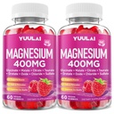 Pack of 2 Magnesium Complex Gummies 400mg, Magnesium Glycinate, Malate, Citrate, Taurate, Oxide & More | w/Ashwagandha Extract, D3 & B12 for Calm, Zzz, Relaxation, Raspberry Flavor, 120 Count