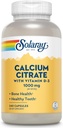 Solaray Calcium Citrate w/Vitamin D3 1000mg, υγιή οστά & δόντια, καρδιά, μυών & νεύρων υποστήριξη, 60 Serv, 240 VegCaps