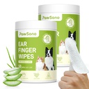 PawSono Ear Finger Wipes Eye Wipes for Dogs & Cats, Thicker Dog Ear Cleaner Wipes, Natural Relief Cat Ear Cleaner Dog, Pet Health Supplies for Dog Kitten Small Animal, Aloe Scent Deodorizing - 100 P
