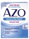 AZO Urinary Pain Relief Value Size, with Phenazopyridine Hydrochloride, Fast Relief, Relieves UTI Pain, Burning & Urgency, Targets the Source of Pain, #1 Most Trusted Brand, 30 Tablets