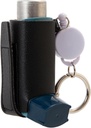 Asthma Inhaler Holder Keychain, Lightweight PU Leather Inhaler Case Keychain & Portable Inhaler Holder for Adults and Kids (Inhaler Not Included) (Dark Black)