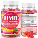 HMB and L-Leucine Gummies - 3000mg Combined HMB & L-Leucine per Serving. for Muscle Growth, Muscle Relief & Fast Recovery. Sugar-Free, Strawberry, 60 Gummies