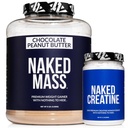 NAKED Chocolate Peanut Butter Mass Protein 8LB (1,280 Calories, 50g Protein) Pure Creatine 500g (100 Servings) – Bulk; Non-GMO; Gluten Free; Soy Free