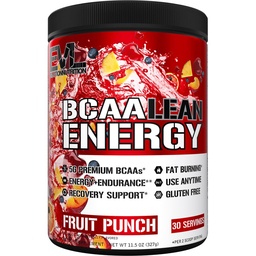 EVL BCAA Lean Energy Powder - Προ προπόνηση Πράσινο τσάι Fat Burner Υποστήριξη με BCAAs Αμινοξέα και Καθαρές Ενεργοποιητές - BCAA Powder Post Workout Recovery Drink for Lean Muscle Recovery - Fruit Punch