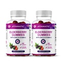 Vitamatic Elderberry Gummies with Vitamin C & Zinc – Immune Support Supplement – Mixed Berry Flavor– 60 Gummies – Made in The USA, Vegan, Non-GMO, Gluten-Free - 2 Pack