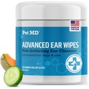Pet MD Cat and Dog Ear Cleaner Wipes - Advanced Otic Veterinary Ear Cleaner Formula - Dog Ear Infection Treatment - 100 Count