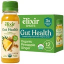 Elixir Shots Cold Pressed Shots with Peruvian Ginger, Lemon, Pineapple, Apple Cider Vinegar and Chicory Root Fiber, Gut Health 2 oz bottles, (12 Pack)