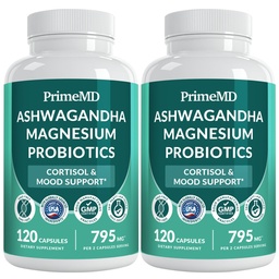 5-in-1 Cortisol Supplement for Women and Men with Ashwagandha for Calmness, Focus, and Adrenal Support Supplements with Shilajit Extract, Magnesium Glycinate, Probiotics (120 ct) (Pack of 2)