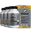 VisionX Maximum Strength Eye Health Supplement, 24 Premium Vision Herbal Extracts, Vitamins, Minerals, 60 Capsules, 30-Day Supply (3)