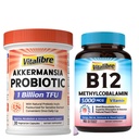 Akkermansia Muciniphila Probiotic 1 Billion TFU, 30 Capsules & Vitamin B12 Sublingual 5000 mcg, 90 Fast Dissolve Mini Tablets, No Sugar