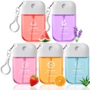 Hand Sanitizer Spray Travel-Size - 5 Pack No-Rinse Spray Hand Sanitizers with Hook Hydrating Portable Hand Sanitizer Travel Spray for Parks, Beaches, Airplanes, 5 Scents