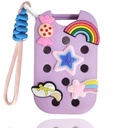 1 Pack EVA Case Compatible for Touchland Hand Sanitizer Spray (Fit for 1 FL OZ/30 mL Ver), Portable Keychain & 10 Decorative Charms. (Pruple)