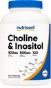 Nutricost Choline & Inositol Supplement (1,000mg) 240 Capsules - 500mg Choline, 500mg Inositol, GMO-Free, Gluten-Free, 120 Servings