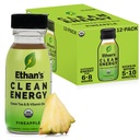 Ethan's Organic Clean Energy Shots Pineapple, 12 Pack of 2oz | 150mg Caffeine | Green Tea, Guayusa, Lion's Mane & Cordyceps | Sugar-Free, Vegan, Gluten-Free, USDA Organic