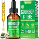 Soursop Bitters Liquid Drops 5-in-1 Detox & Cleanse with Irish Sea Moss, Black Seed Oil, Ashwagandha, Graviola Leaf Extract Organic Sour Sop Supplement Pure Herb Liver, Gut & Antioxidant (1 Bottle)