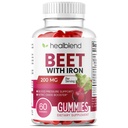 healblend Beet Root Gummies 200mg - Nitric Oxide Booster Beets with Iron for Heart Health, Circulation & Healthy Blood Pressure Support, Natural Flavored - 60 Gummy (1)