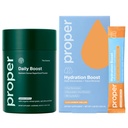 Proper Greens & Hydration Bundle – Organic Greens Powder Apple Flavor with Probiotics + Electrolyte Hydration Stick Packets Cucumber Melon