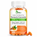 Turmeric Curcumin 2250mg with Black Pepper & Ginger - 95% Curcuminoids Turmeric Complex Supplement, High Absorption, Non-GMO, 300 Softgels