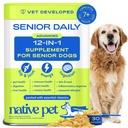 Native Pet Senior Daily Dog Vitamins & Supplements – 12-in-1 Dog Multivitamin Powder for Senior Dogs – Supports Mobility, Cognition, Digestion, Immune Health & More – 30 Scoops