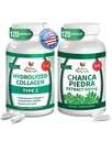 Collagen Type 2 with Chondroitin & Hyaluronic Acid + Chanca Piedra Capsules – Skin, Hair & Nail Care, Herbal Wellness, Gallbladder & Kidney Support, 120 Vegetable Capsules for Daily Use