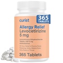 Curist 24 Hour Allergy Relief Tablets Levocetirizine 5 Mg (Bulk 365 Count) Powerful Antihistamines for Adults - Daily Allergy Medicine Combats Sneezing, Runny Nose, Itchy Eyes & Throat
