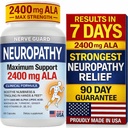 Neuropathy Supplement with 2400 mg Alpha Lipoic Acid – Maximum Strength Nerve Support to Reduce Nerve Discomfort in Feet, Hands & Legs – 2400mg ALA, Vitamins B12 B6 & B1, Magnesium, Turmeric