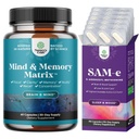 Bundle of Nootropic Brain Supplement - Mental Health & Clarity with VIT A B6 Riboflavin Niacin Thiamin Folate and Pure SAM E Supplement 150mg Per Serving Natural S-adenosylmethionine for Mood Balance