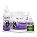 Zymox Enzymatic Ear Wipes, Ear Cleanser, & Otic Ear Solution for Dogs and Cats - Product Bundle - for Dirty, Waxy, Smelly Ears and to Soothe Ear Infections, 100 ct, 4 oz and 1.25 oz