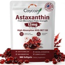 Astaxanthin 12mg Natural 180 Softgels Astaxanthin Supplement Antioxidant Support Eye Skin Health | Internal Circulation,6 Month Supply| Non-GMO,Gluten-Free,No Soy (180)
