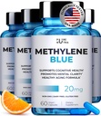 Ultimate Methylene Blue Capsule Form with Added Vitamin C Ester for Enhanced Absorption, Brain Supplement, Memory, Focus, Clarity, Cognitive - Brain Booster Supplement Energy Pills | 240 Servings