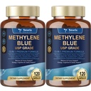 2Pack USP Methylene Blue Pharmaceutical Grade, Vitamin C Ester, Bacopa, Phosphatidylserine, Omega-3 Fatty Acids - 13 in 1 Upgrade Patented Brain Formula - Memory, Focus, Clarity, Cognitive, 240 Count