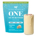 VitaHustle ONE Vegan Birthday Cake Protein Powder - 20g Plant Protein Meal Replacement with 86+ Superfoods & Greens, Probiotics + No Bloat Digestive Blend - Dairy Free, Gluten Free (15 Servings)