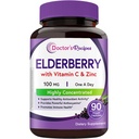 Doctor's Recipes Elderberry Extract, with Vitamin C and Zinc, Extra Strength, Super Concentrated Sambucus Extract, for Immune Support, Vegan, 90 Capsules, Non-GMO