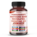 Ultra Pomegranate, Hawthorn, Resveratrol & CoQ10 – All-in-1 Supplement for Heart Wellness, Antioxidant & Cellular Support – 150 Capsules