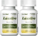 HealthA2Z Laxative Bisacodyl 5mg | 250 Counts | Gentle and Fast Overnight Relief for Constipation (Pack of 2)
