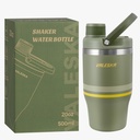 VALESKA Protein Shaker Bottle | 20oz Insulated Stainless Steel Protein Shaker, BPA Free, Leak Proof, Dishwasher Safe, Perfect for Protein Shakes and Pre Workout | Green