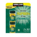 Kirkland Signature LOW Dose Aspirin 81mg Pain Reliever Aspirin Regimen Safety Coated Enteric - 2 Packs of 365 Coated Tablets (730 Tablets Total)