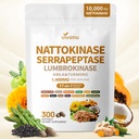 VivoNu Nattokinase 300 Softgels, 500mg(10,000 FU) Per Serving | 17-in-1 Organic Nattokinase Supplement with Serrapeptase*, Lumbrokinase*, CoQ10, AMLA & Turmeric | for Heart* Health | Non-GMO | 17-in-1 Organic Nattokinase Supplement with Serrapeptase*,Lumbrokinase*,CoQ10,AMLA&Turmeric|for Heart* Health|Non-GMO