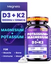Magnesium Glycinate Potassium with Vitamin D3 10000 IU K2 MK-7, High-Potency Synergistic Complex for Bone, Immune Health, Mood Balance & Energy Support, 180 Capsules