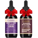 20-in-1 Liposomal Wormwood Black Walnut Cleanse for Humans Drops Liquid & 30-in-1 Kidney and Liver Cleanse Detox & Repair Drops, Kidney Support Supplement & Rapid Gut Cleanse & Digestive Support