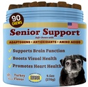 Natural Dog Company Senior Dog Vitamins Chew for Brain, Heart & Eye Health - Cognitive Support, Vision Clarity & Cardiovascular Function with Omega-3s, Lion’s Mane Senior Dog Supplements, 90 cnt