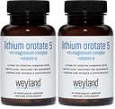 Lithium Orotate 5mg + Tri-Magnesium Threonate, Taurinate, Malate + Glycine + Vitamin E, 60 Vegetarian Capsules (Pack of 2)