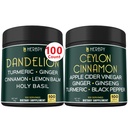 Herbpy Bundle 6in1 Dandelion Root Supplement 750mg/serving (100 Capsules) & 6in1 Premium Ceylon Cinnamon Capsules 755mg/serving (100 Capsules)