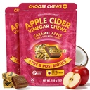 YouChews Apple Cider Vinegar Chews – 500 Mg Organic Apple Cider Vinegar Gummies with Prebiotics & Postbiotics | Gut Balance Support | Low Sugar Apple Cider Gummies | Caramel Flavor | Packs of 2