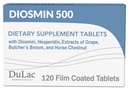 Dulac Diosmin 500, Micronized Diosmin Hesperidin Dietary Supplement 1000mg per serving, Horse Chestnut Extract, Butcher’s Broom & Red Grape Extract, Leg Circulation Support, 120 Tablets, Made in Italy