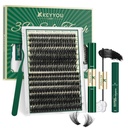 KEYYOU lash Clusters Kit 3D Effect Eyelash Clusters Kit 280pcs 80D100D 10-18MIX D Curl Individual Lashes Kit Wispy Lashes Volume Cluster Lashes Kit Natural Soft (3D Kit-80D100D-D-10-18MIX)