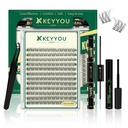 KEYYOULASH Lash Clusters Manga Lash Extension D Curl 120pcs 8-18mm Wispy Eyelash Clusters Natural Volume Eyelash Extensions Individual Lashes DIY at Home(KY10,D-8-18MIX)
